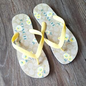 Coach Classic Yellow Strap Flip Flop Size 7